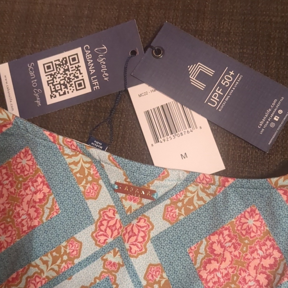 Cabana Life-Green-Floral New Handkerchief-Babydoll /Tulip sleeve Dress UPF 50+ - Picture 7 of 8